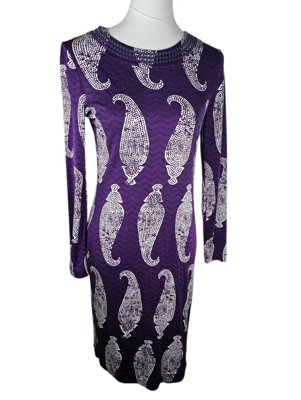 Tory Burch 100% Silk Paisley Purple Dress sz S